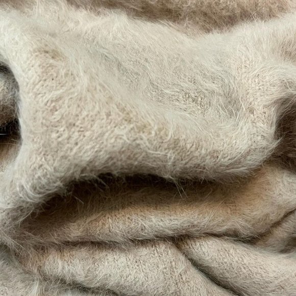 Beige Fuzzy Drop Shoulder Pullover - Picture 4 of 4